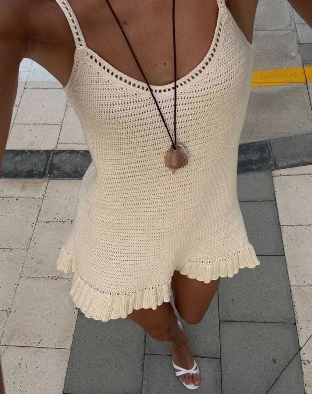 Women's Spring Summer Backless Slim Fit Figure Flattering Sexy Cutout Knitted Sling Short Dress