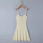 Women's Spring Summer Backless Slim Fit Figure Flattering Sexy Cutout Knitted Sling Short Dress