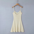 Women's Spring Summer Backless Slim Fit Figure Flattering Sexy Cutout Knitted Sling Short Dress