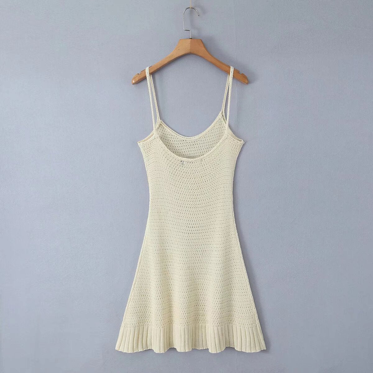 Women's Spring Summer Backless Slim Fit Figure Flattering Sexy Cutout Knitted Sling Short Dress