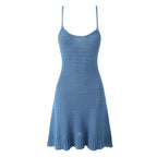 Women's Spring Summer Backless Slim Fit Figure Flattering Sexy Cutout Knitted Sling Short Dress