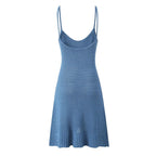 Women's Spring Summer Backless Slim Fit Figure Flattering Sexy Cutout Knitted Sling Short Dress