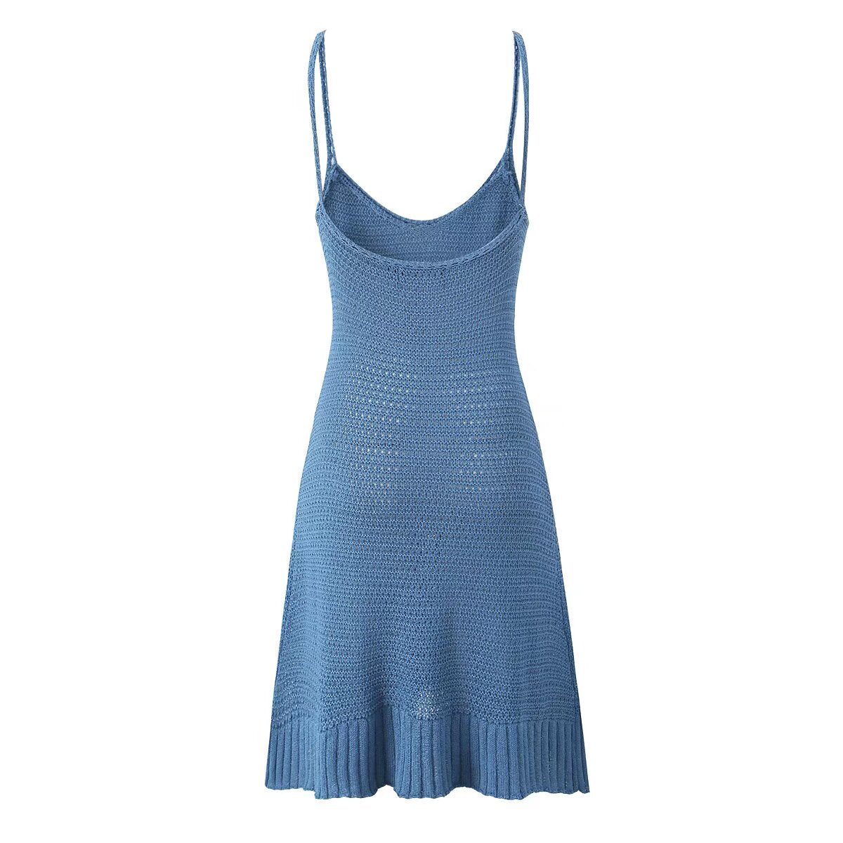 Women's Spring Summer Backless Slim Fit Figure Flattering Sexy Cutout Knitted Sling Short Dress
