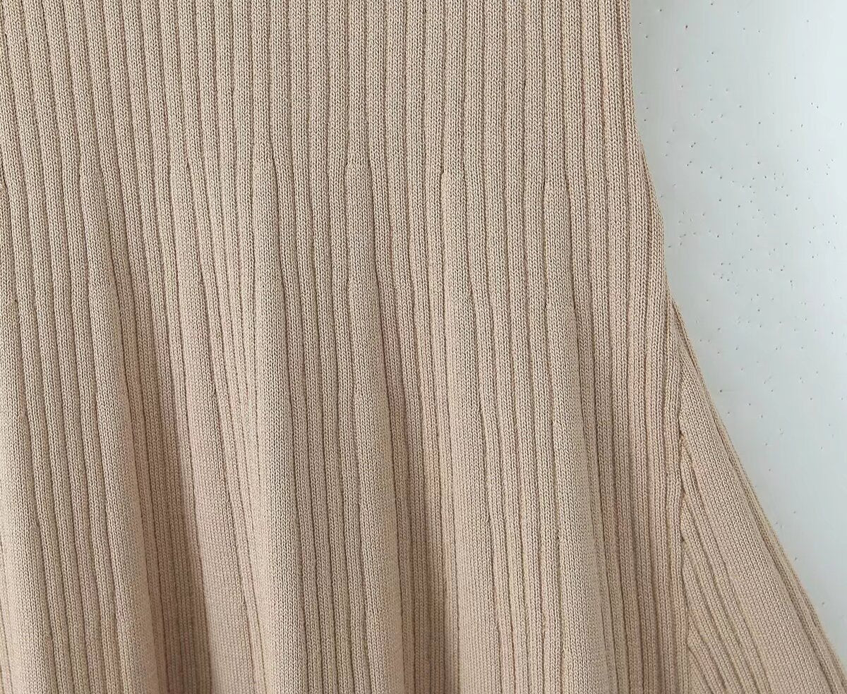 Women's Spring Women Clothes Polo Collar Design Slim Fit Slimming Waist Trimming Knitted Short Sleeve Deep V Plunge Neck Dress