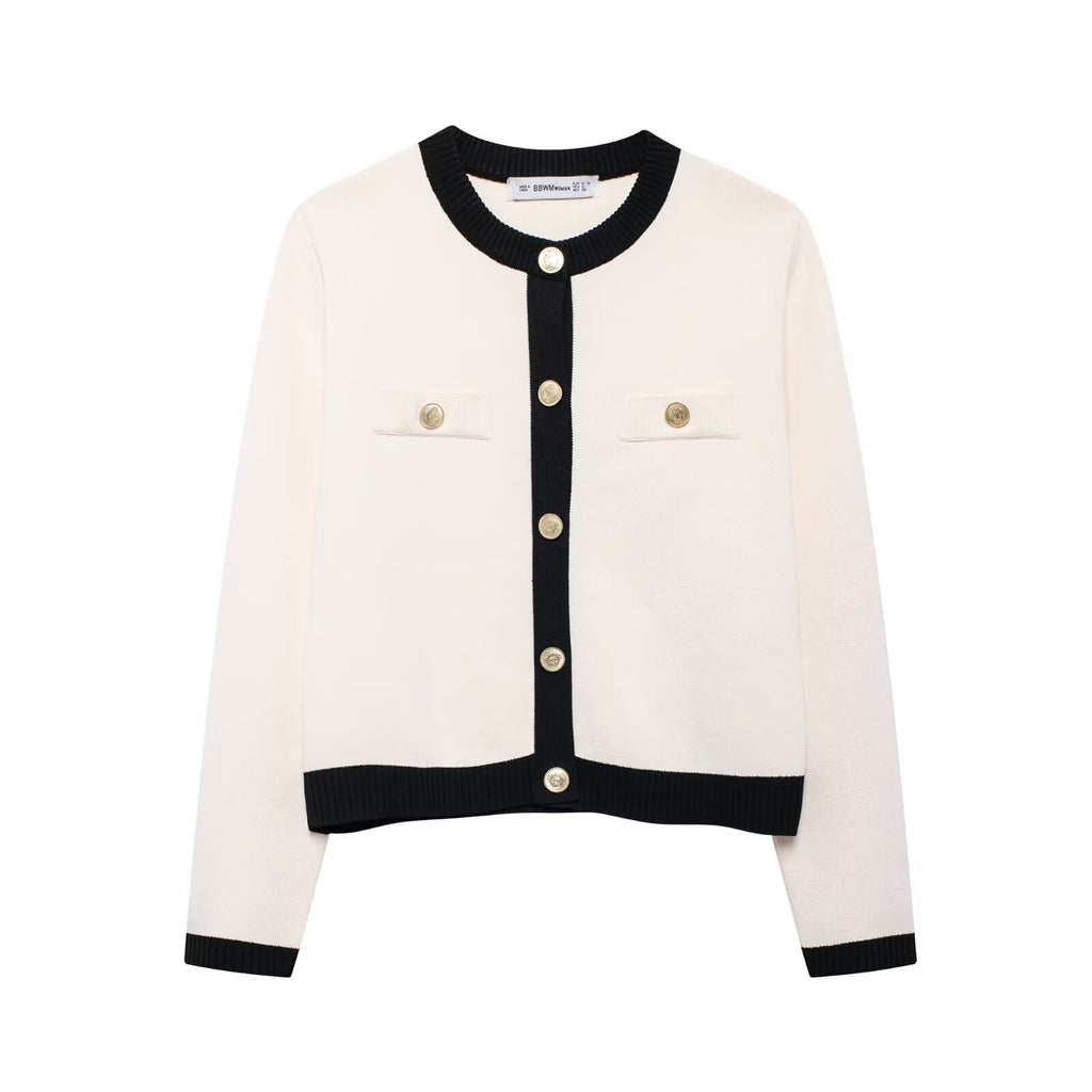 Women's Autumn Golden Breasted Round Jacket and Skirt Two-Piece Set