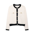 Women's Autumn Golden Breasted Round Jacket and Skirt Two-Piece Set
