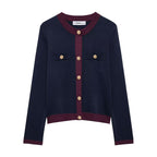 Women's Autumn Golden Breasted Round Jacket and Skirt Two-Piece Set