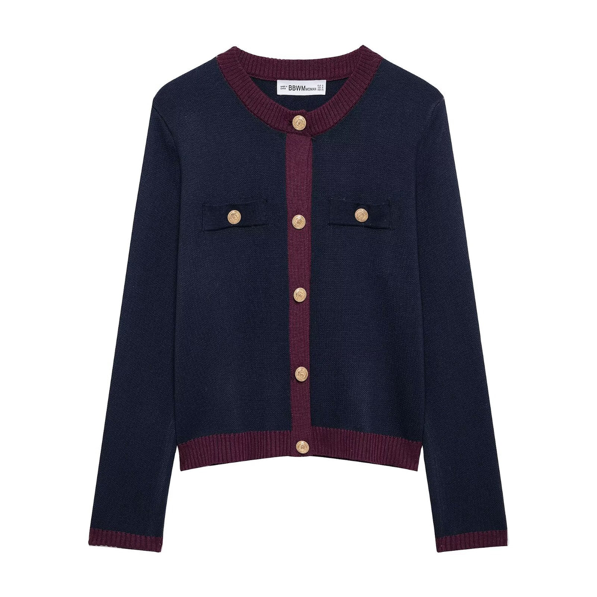 Women's Autumn Golden Breasted Round Jacket and Skirt Two-Piece Set