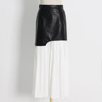 Personalized Street Mid Length Pleated Leather Spring Skirt