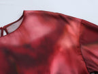 Women's Clothing Spring Printed Pullover Silk Satin Texture Round Neck Long Sleeve Shirt