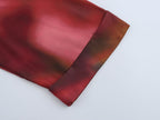 Women's Clothing Spring Printed Pullover Silk Satin Texture Round Neck Long Sleeve Shirt