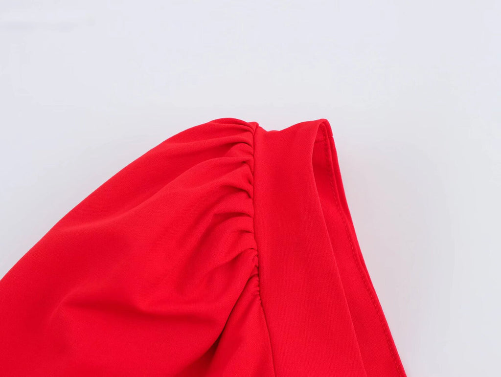 Women's Street Heart-Shaped Collar Puff Sleeves Top