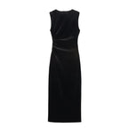 Velvet Asymmetric Ruched Bodycon Maxi Dress