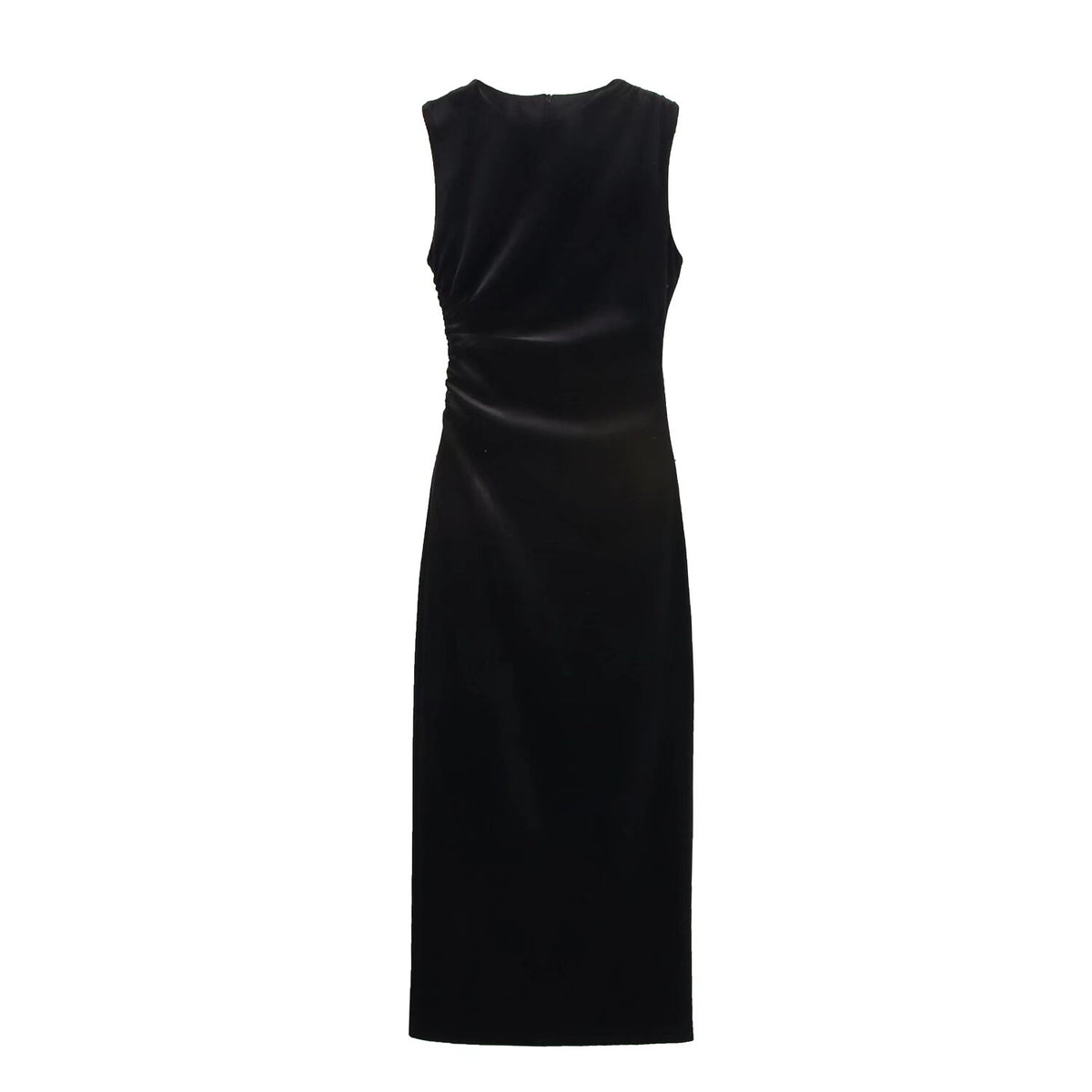 Velvet Asymmetric Ruched Bodycon Maxi Dress