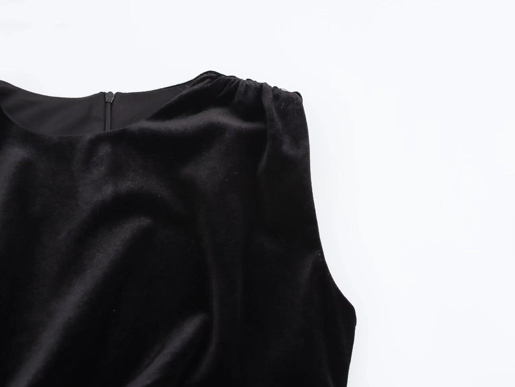 Velvet Asymmetric Ruched Bodycon Maxi Dress