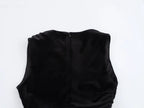 Velvet Asymmetric Ruched Bodycon Maxi Dress