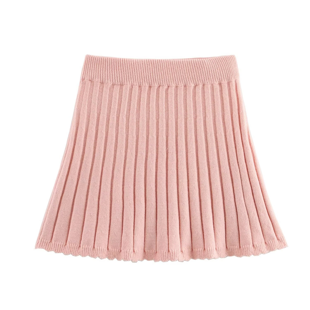 Women's Knit Pleated Mini Two-Piece Skirt Set