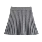 Women's Knit Pleated Mini Two-Piece Skirt Set