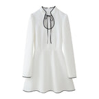 Women's Long Sleeve Short Long Sleeve White Dress