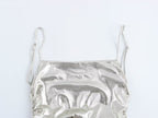 Metallic Ruched Spaghetti-Strap A-Line Maxi Dress