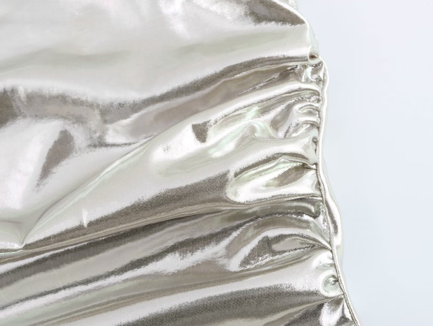 Metallic Ruched Spaghetti-Strap A-Line Maxi Dress