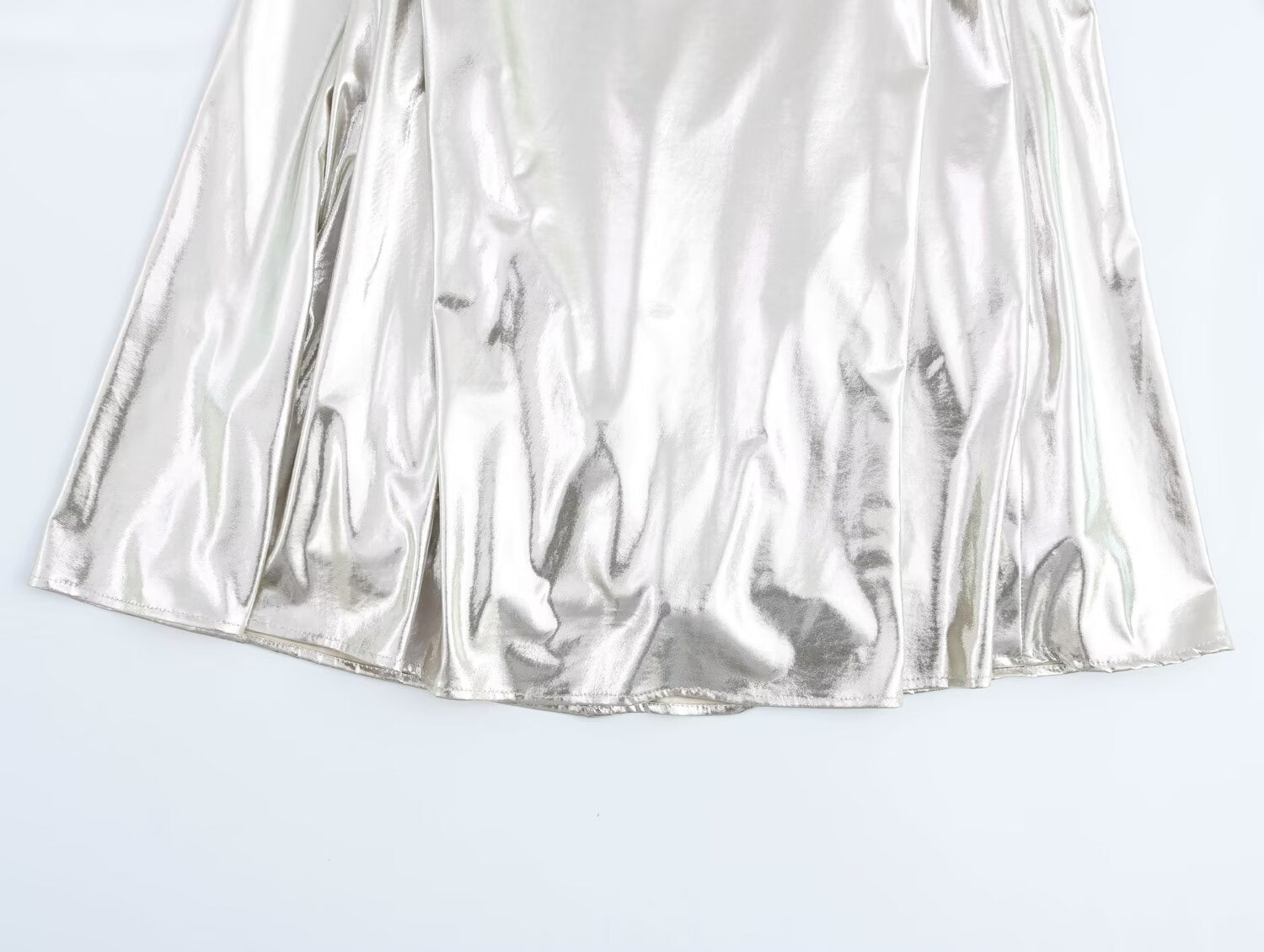 Metallic Ruched Spaghetti-Strap A-Line Maxi Dress