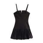 V-Neck Ruched Sleeveless A-Line Mini Dress