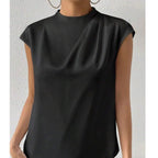 Women's Satin Short Sleeve Round Neck Top