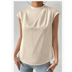 Women's Satin Short Sleeve Round Neck Top