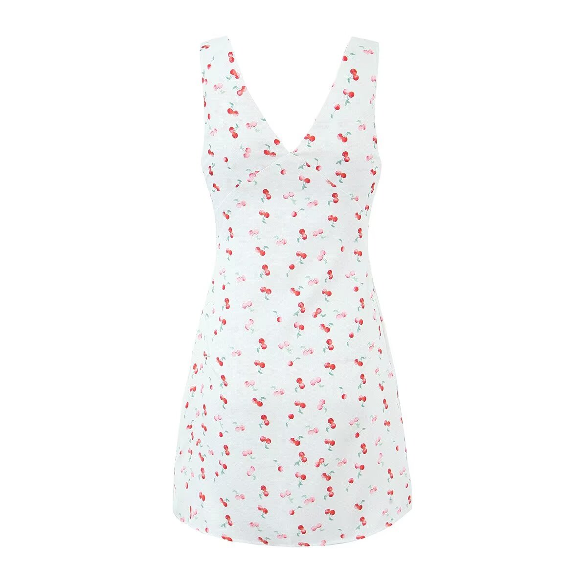 Low-Cut V-Neck Printed Mini Dress