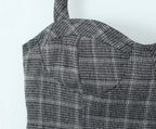 Women's Summer Lace Stitching Plaid Vest and Skirt Two-Piece Set