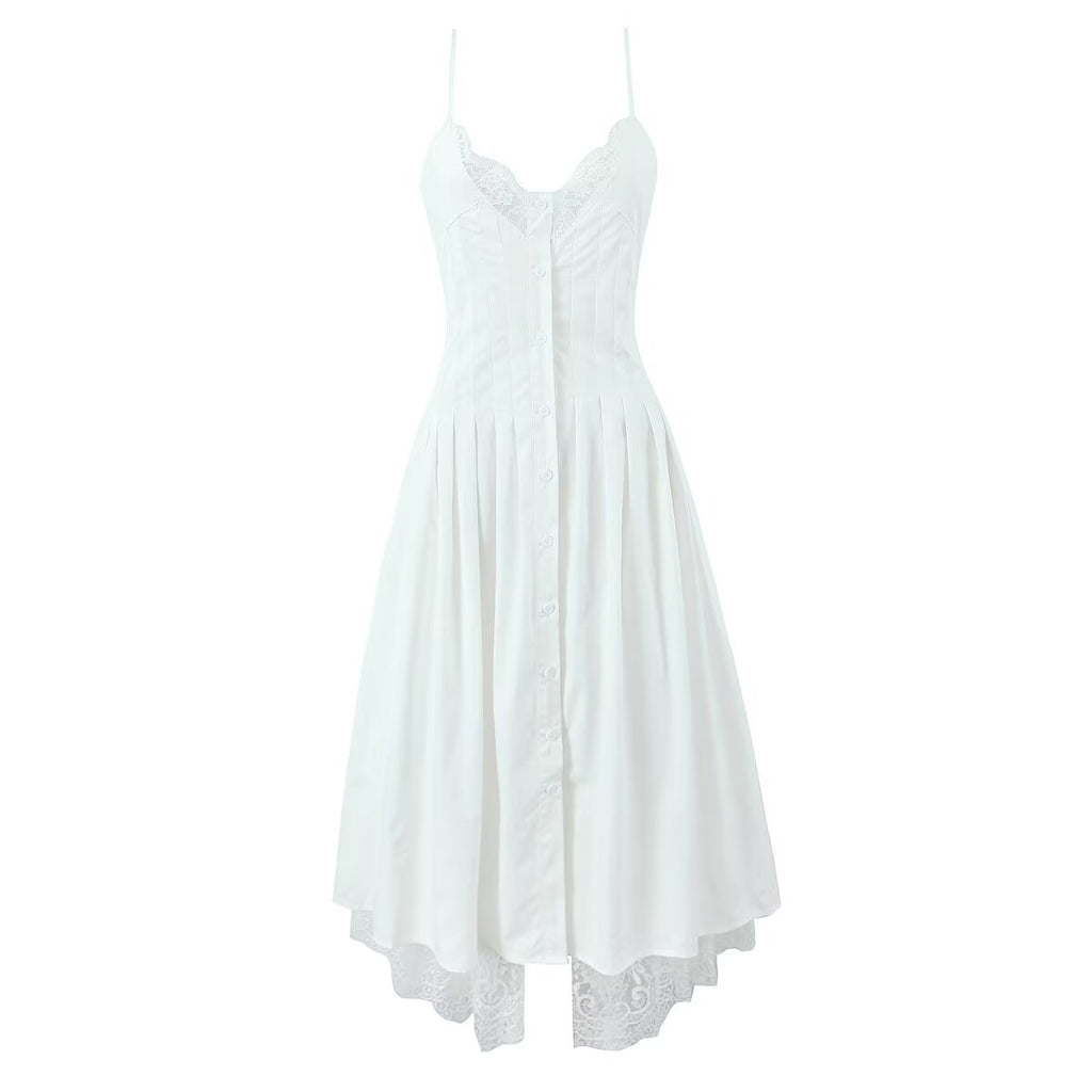 Women's Lace-Trim V-Neck Midi Dress