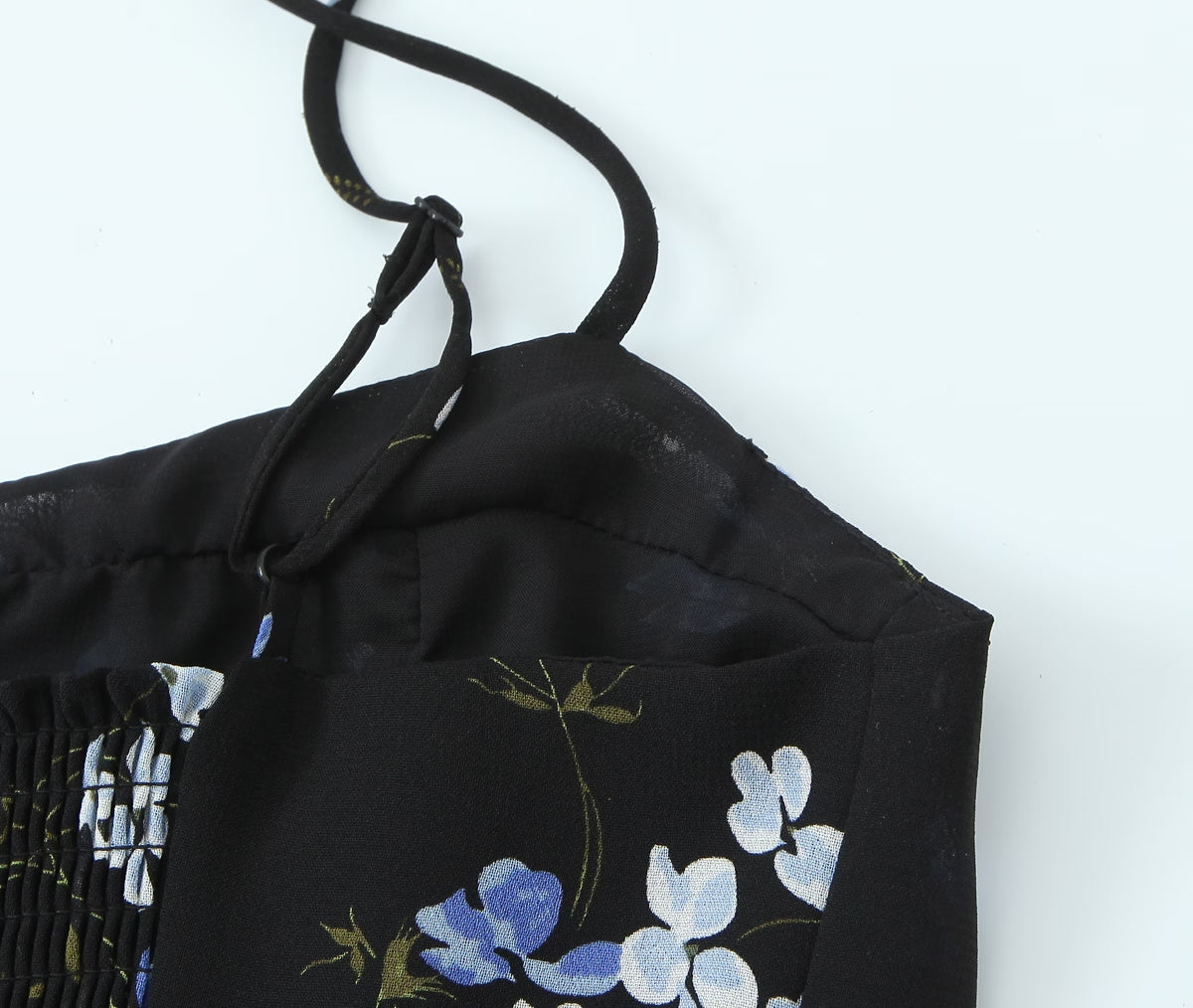 Floral-Print Short Ruffled Spaghetti-Strap Dress