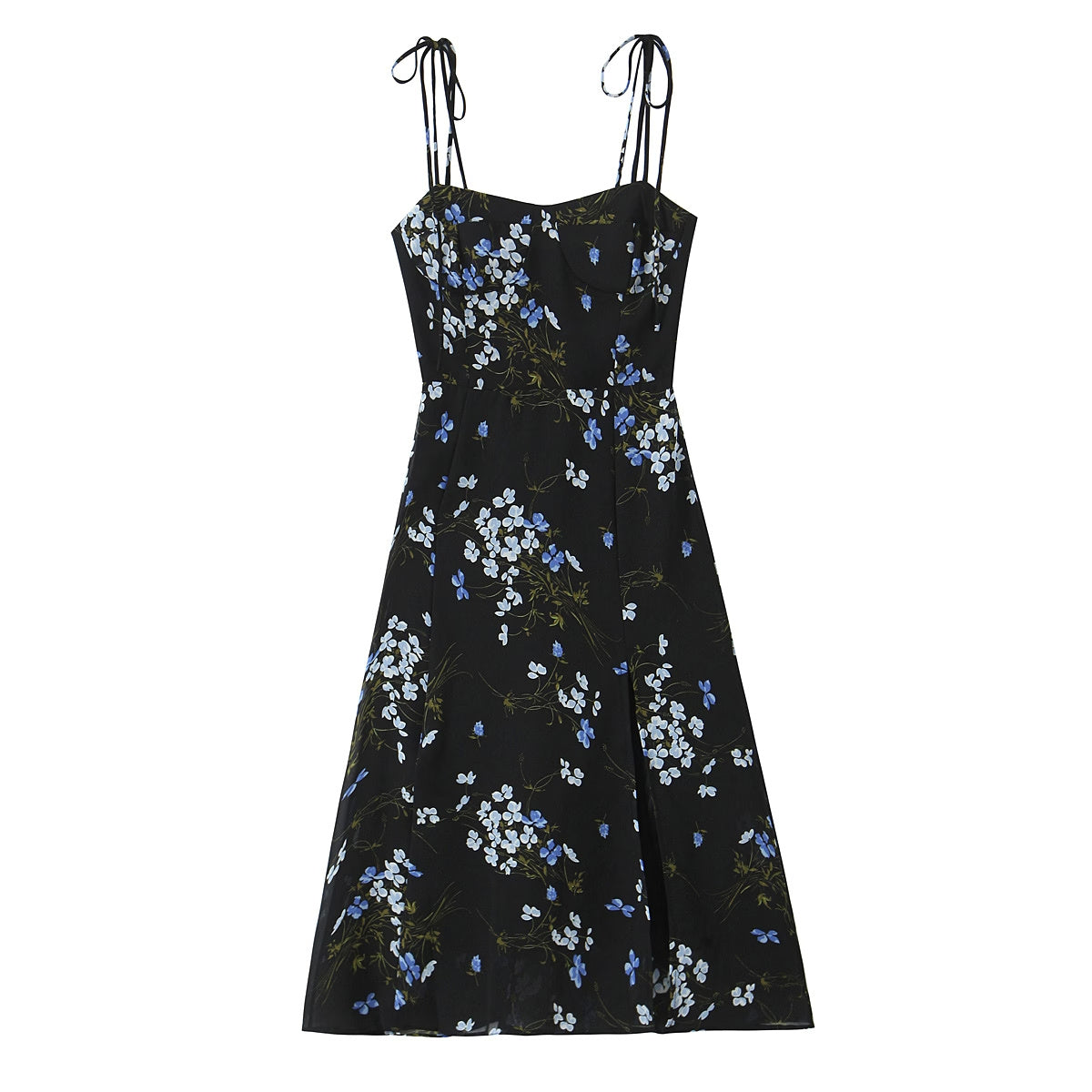 Women's Floral High-Waist Side-Slit Dress