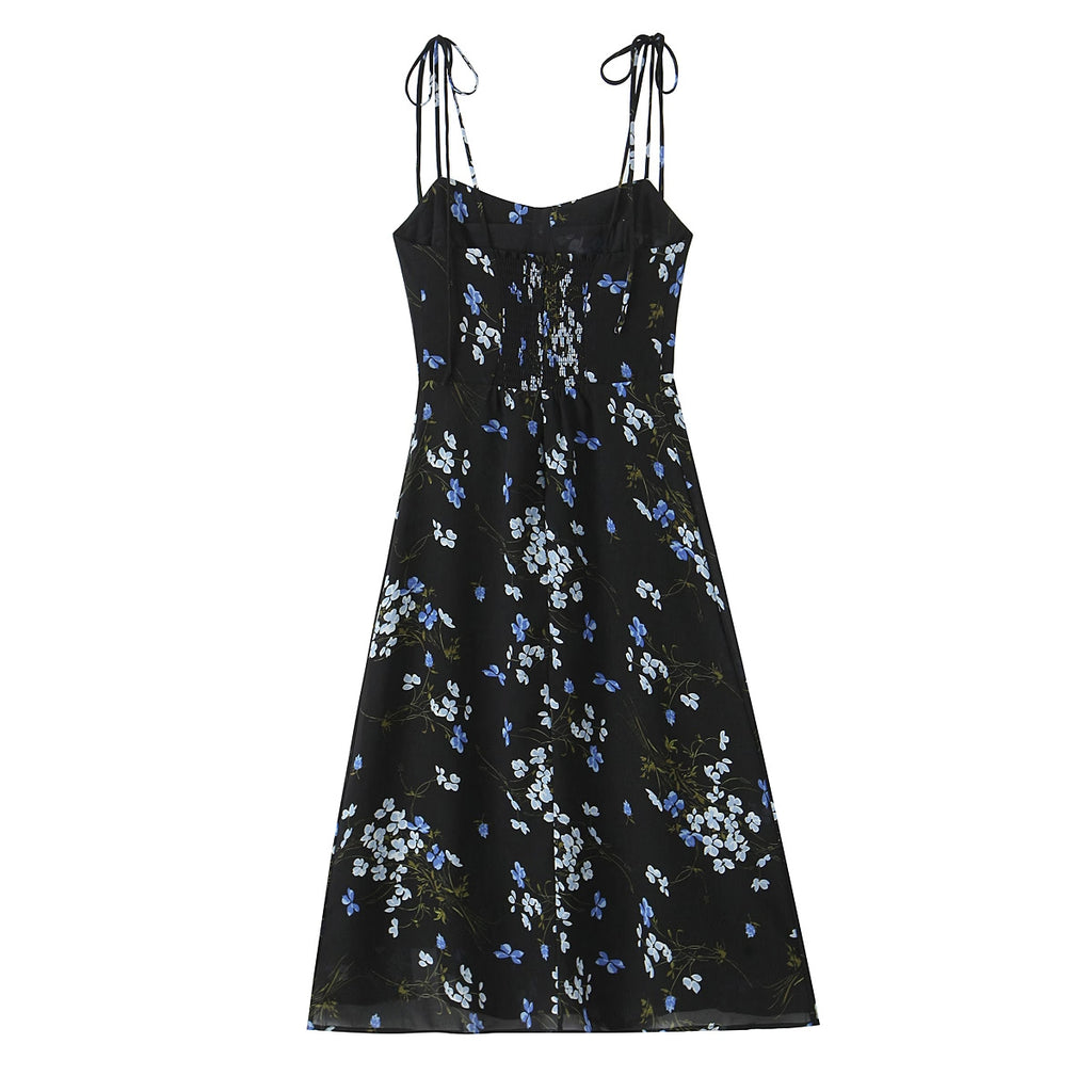 Women's Floral High-Waist Side-Slit Dress