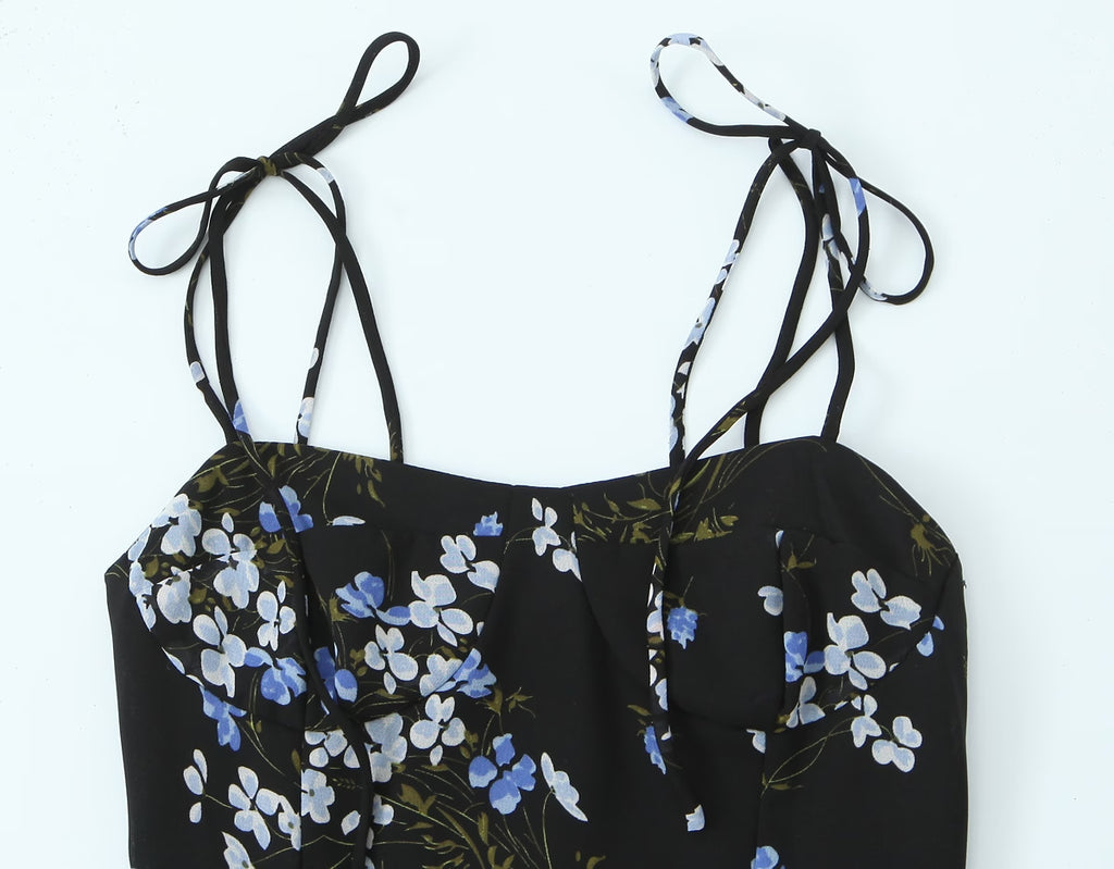 Women's Floral High-Waist Side-Slit Dress