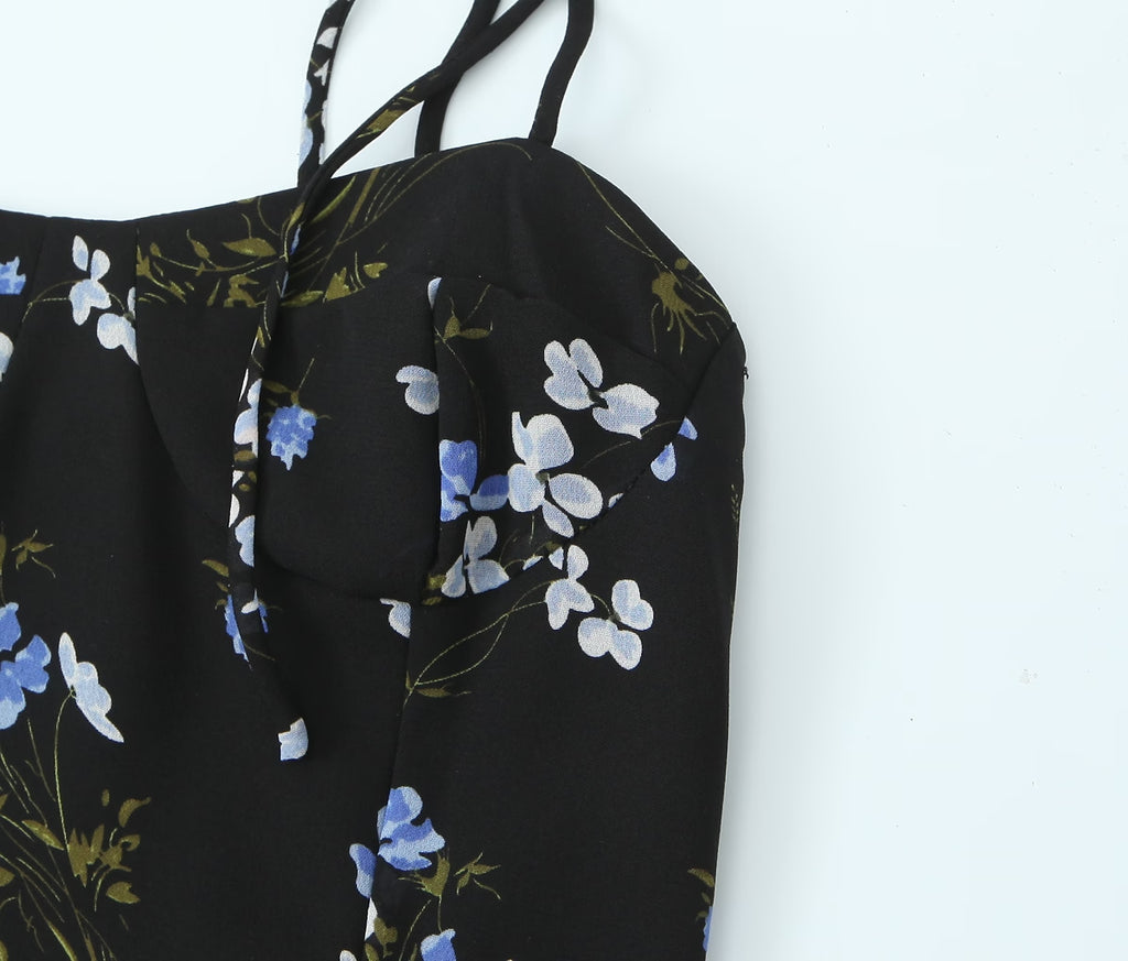 Women's Floral High-Waist Side-Slit Dress