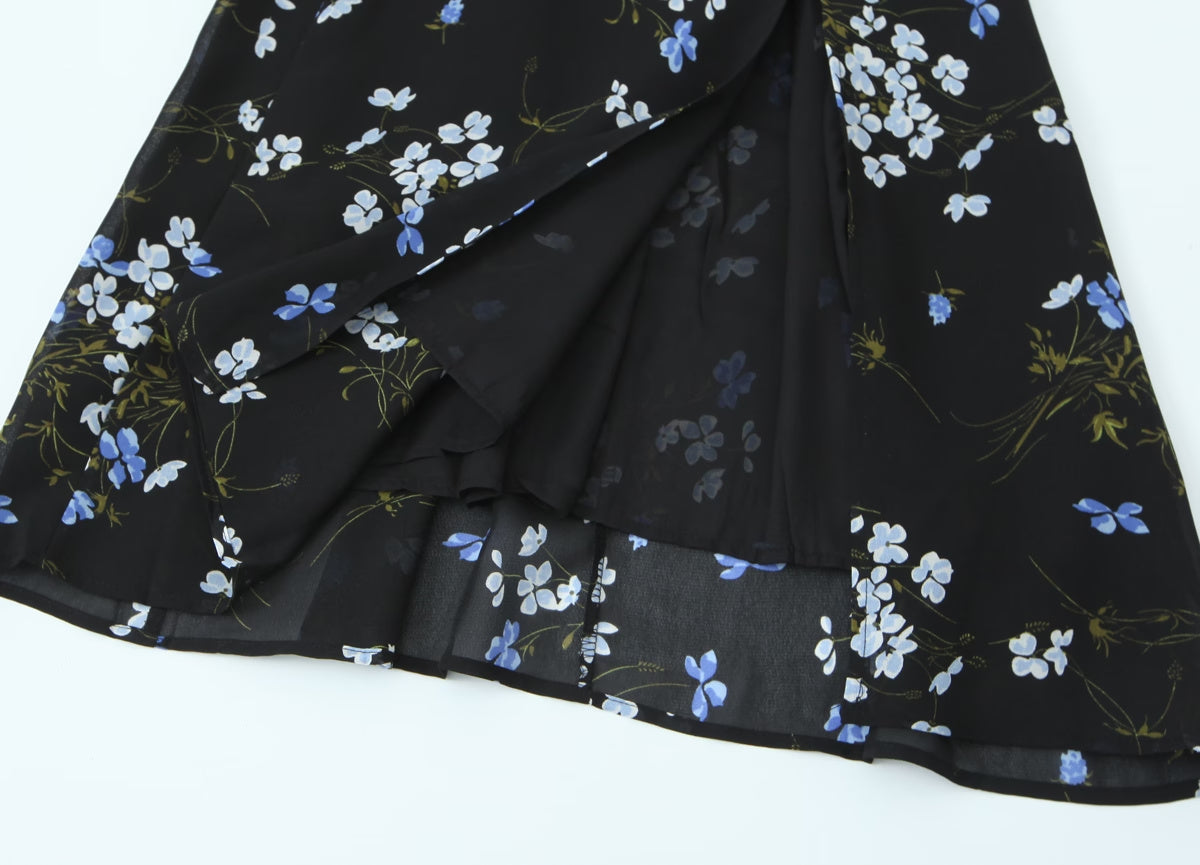 Women's Floral High-Waist Side-Slit Dress