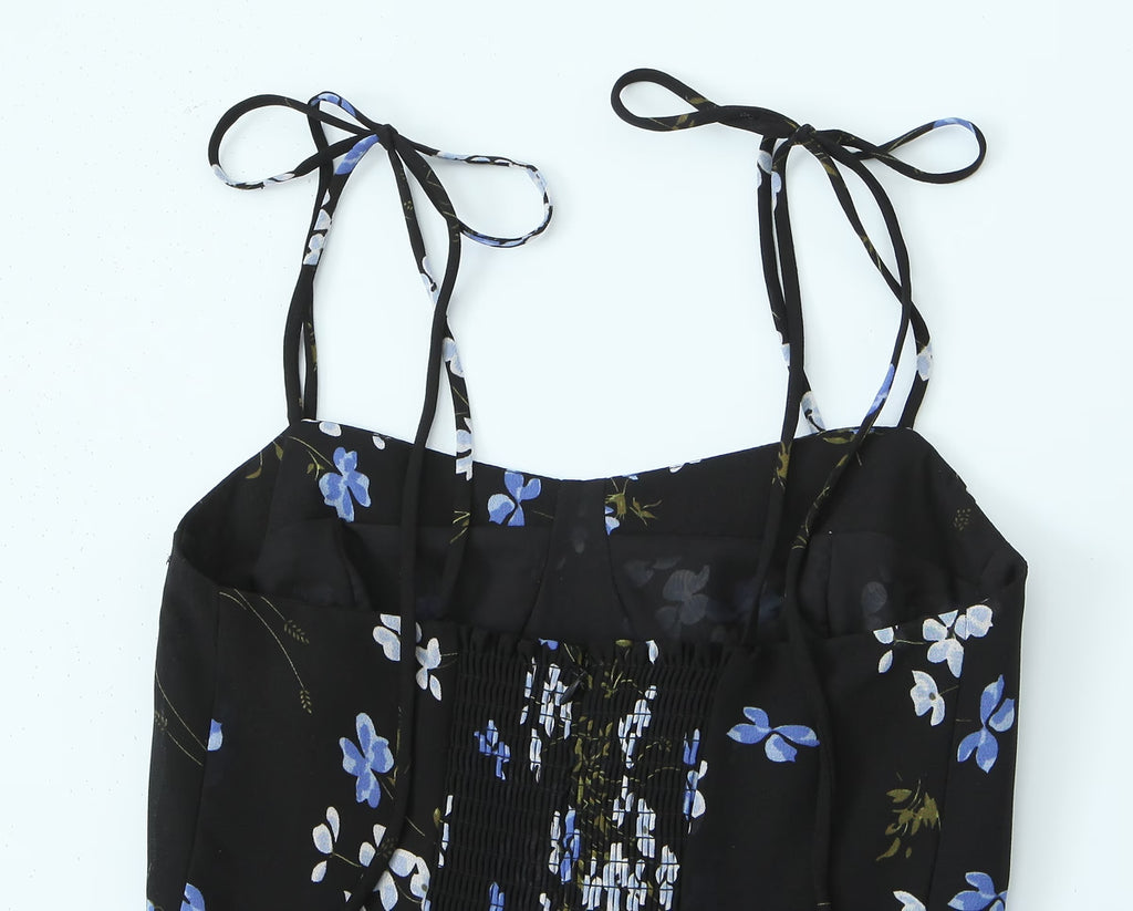 Women's Floral High-Waist Side-Slit Dress