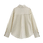 Women's Collared Single Breasted Bowknot Decoration Polka Dot Shirt