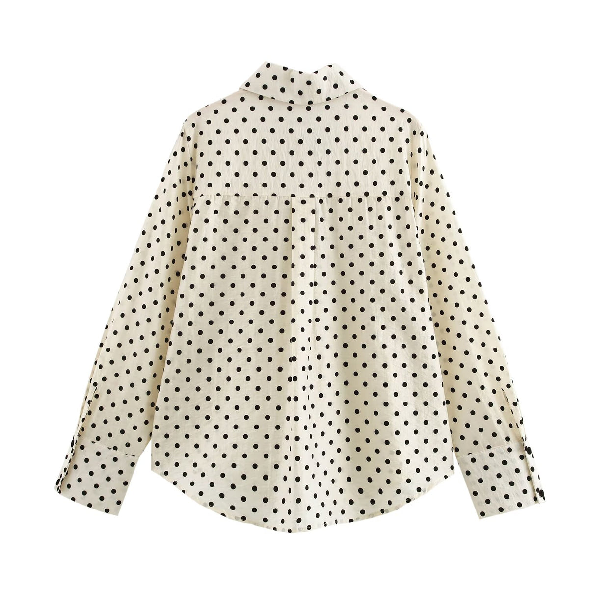 Women's Collared Single Breasted Bowknot Decoration Polka Dot Shirt