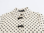 Women's Collared Single Breasted Bowknot Decoration Polka Dot Shirt