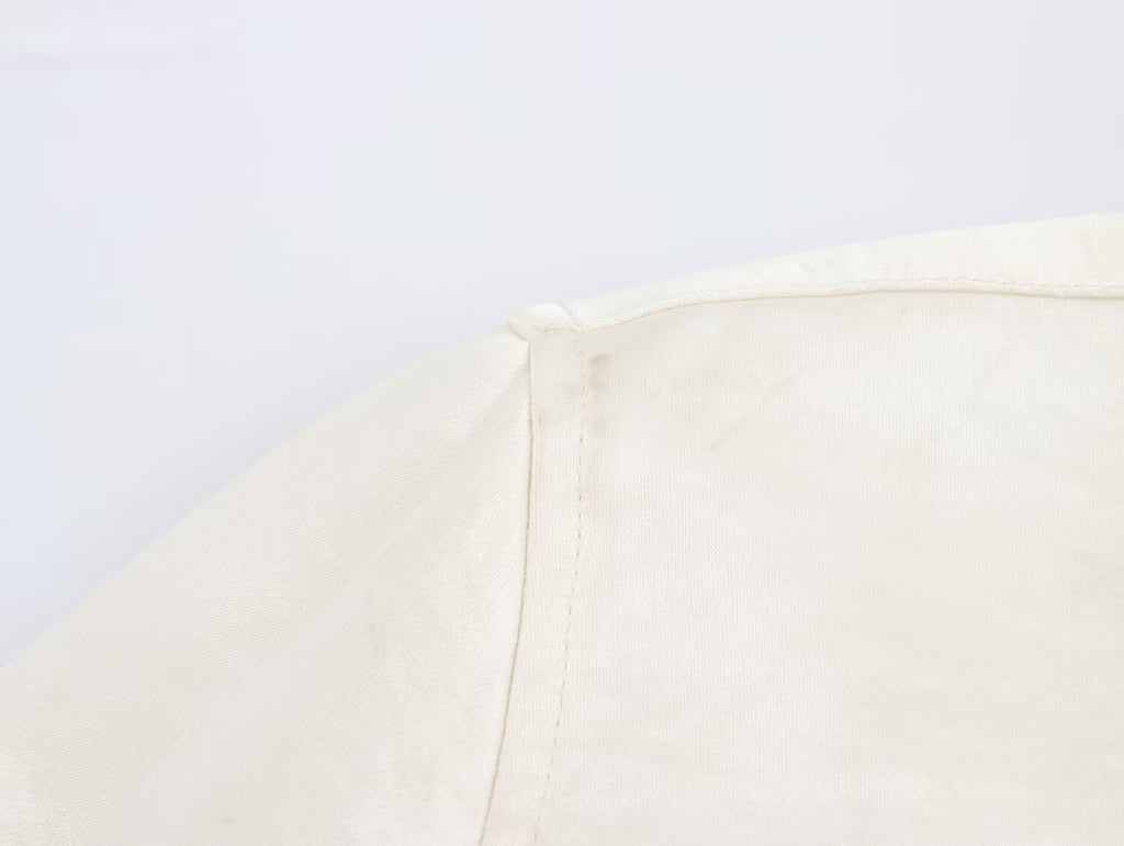 Women's Solid Color Long Sleeve Pocket Silk Satin Texture Shirt