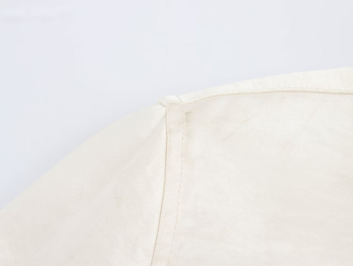 Women's Solid Color Long Sleeve Pocket Silk Satin Texture Shirt