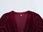 Corduroy V-Neck Twist-Front Long-Sleeve A-Line Mini Dress
