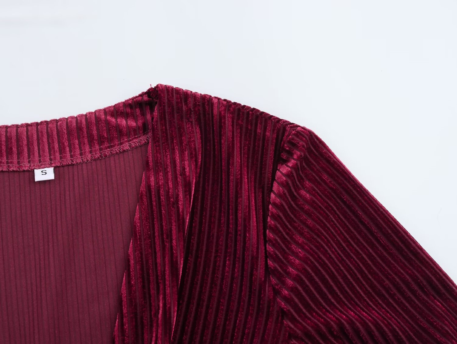 Corduroy V-Neck Twist-Front Long-Sleeve A-Line Mini Dress