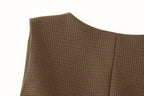 Women's Plaid Square Collar Top Slim Fit Buttoned Sleeveless Vest