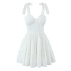 Women's Embroidered Cotton V-Neck Mini Dress