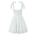 Women's Embroidered Cotton V-Neck Mini Dress