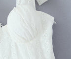 Women's Embroidered Cotton V-Neck Mini Dress